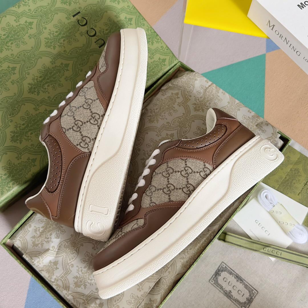 GG Supreme Cavas Leather-trimmed Sneakers