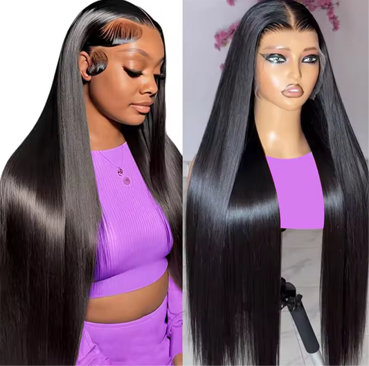 13x6 HD Transparent Bone Straight Lace Frontal Wigs 13x4 Human Hair Wig 180/200 Density for Women 16- 38 In