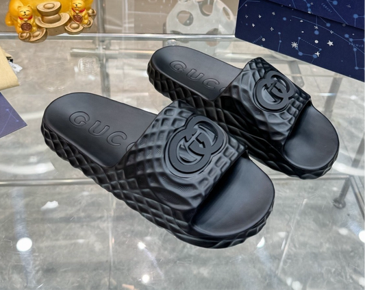 Gucci Slide Sandal 'Interlocking G - Black Water Ripples'